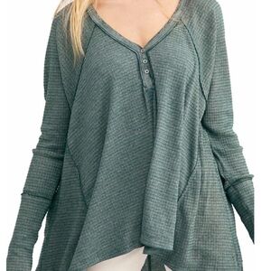 Free People We The Free Citrine Thermal Top Size Small Green OB891958 Women